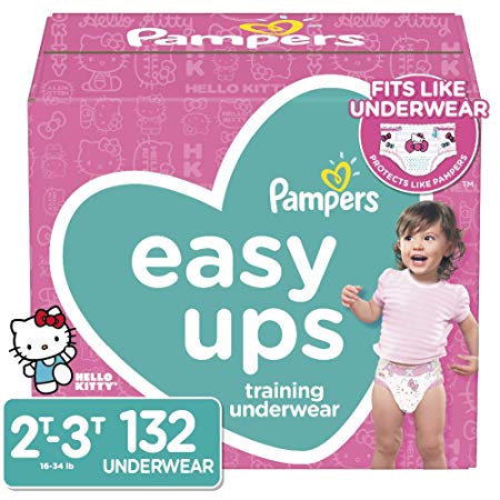 Pampers Easy Ups Pull On Disposable Potty Training Underwear for Girls, Size 4 (2T-3T), 132 Count, Enormous Pack