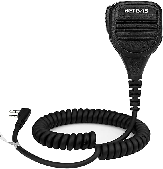 Retevis RT3S Walkie Talkie Mic with 3.5mm Audio Jack, IP54 Waterproof Shoulder Mic Compatible with RT22 RT68 RT5R RT86 RT85 RB17V RB87 RT27 RB85 RT81 RT1 Baofeng BF-F8HP UV5R Two Way Radio (1 Pack)