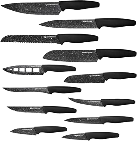 Granitestone Nutriblade 12-Piece Santoku Knives, High Grade Professional Chef Kitchen Knives with Easy-Grip Handles, Stainless Steel Rust-proof blades – Dishwasher-safe As Seen On TV