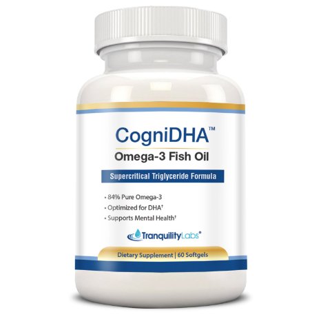 High DHA Omega 3 Fish Oil - CogniDHA - Pharmaceutical Grade - Supercritical CO2 Triglyceride Formula - 1,250 mg 775/200 DHA/EPA - Excellent for Prenatal - Cognitive, Brain and Mood Support - One Month Supply (60 Capsules)