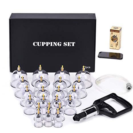 Cupping Set Professional Chinese Acupoint Cupping Therapy Sets, Suction Hijama Cupping Set with Vacuum Magnetic Pump Cellulite Cupping Massage Kit 22-Cup