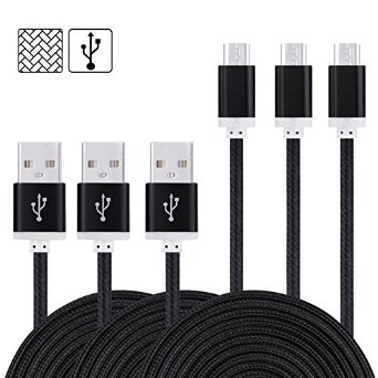 Micro Cable, AiGoo [3-Pack] Premium 6FT Nylon Fabric Braided High Speed USB 2.0 A Male to Micro B Data Sync & Charger Cable for Samsung Galaxy S7 Edge, S6 Edge, HTC, Motorola, LG, Sony, Nokia and More