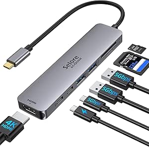 USB C Hub HDMI Adapter for MacBook Pro/Air, 7 in 1 USB C Dongle with HDMI, SD/TF Card Reader, USB C Data Port,100W PD, and 2 USB 3.0 Compatible for MacBook Pro/Air, Dell XPS, Lenovo Thinkpad.