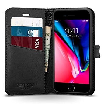 iPhone 8 Case Wallet, Spigen Wallet S - Kickstand Feature Card Holder Wallet Case for Apple iPhone 7 (2016)/iPhone 8 (2017) - Black