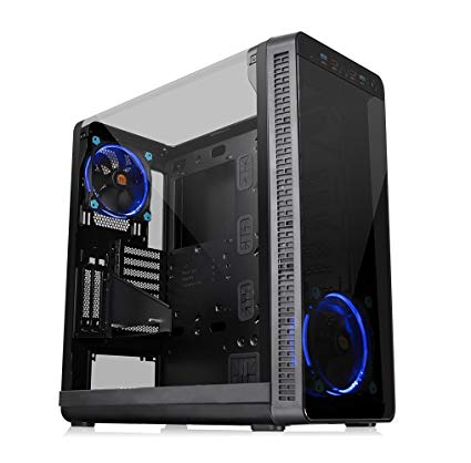 Thermaltake View 37 Riing E-ATX Mid Tower Computer Case with 2 Blue LED Fan Pre-Installed CA-1J7-00M1WN-00