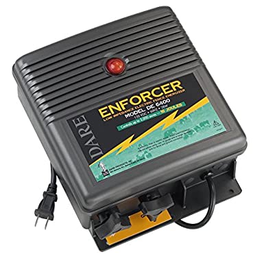 Dare Products Enforcer DE6400 Low Impedance Electric Fence Energizer, 16 Joules Output, Controls Upto 2,000 Acres Overgrown Fence, All Weather, Built-In Lightning Protection, 120VDC