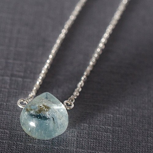 Dainty aquamarine stone sterling silver necklace