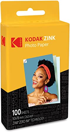 KODAK 2"x3" Premium Zink Photo Paper (100 Sheets) Compatible with KODAK PRINTOMATIC, KODAK Smile and Step Cameras and Printers, White