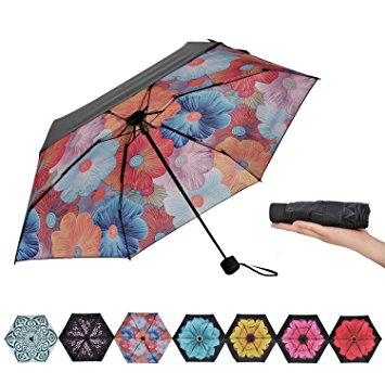 Ke.movan Travel Compact Umbrella Windproof Mini Sun & Rain Umbrella Ultra Light Parasol - Fits Men & Women, Gift Choice