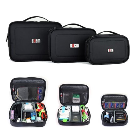 BUBM Waterproof 3pcsset Portable Electronic Accessories Travel Organizer CaseBlack
