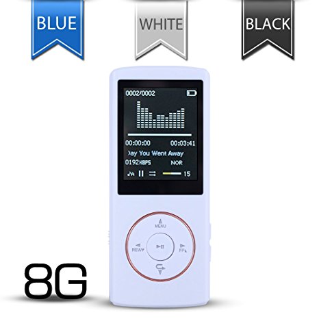 Lecmal Portable MP3/MP4 Player 8 GB with Mini USB Port , Multifunctional MP3 Player / MP4 Player Music Player Voice Recorder Media Player Flash Disk 1.81 “ LCD (Dark White)