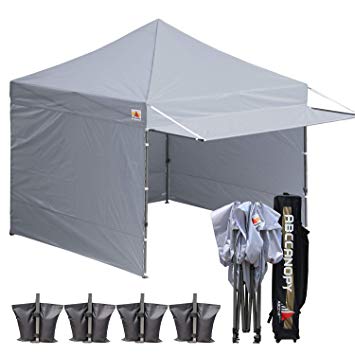 ABCCANOPY 10x10 Easy Pop up Canopy Tent Instant Shelter Commercial Portable Market Canopy with Matching Sidewalls, Weight Bags, Roller Bag,BOUNS Canopy Awning (Gray-A)