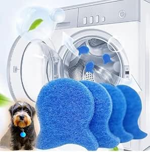 4 Pack Pet Hair Remover for Laundry | Dog Hair Remover for Laundry | Reusable Hair, Laundry, Clothes, Bedding - Dryer Pet Hair Catcher - Lint Catcher Sponge, Blue, CB-448