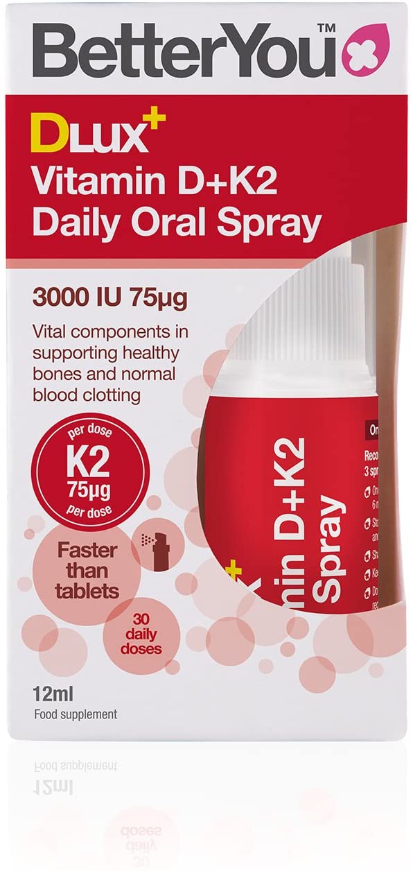 BetterYou Vitamin D K2 Oral Spray | Natural Liquid Daily Multivitamin Spray and Immune System Support Supplement for Healthy Bones | 0.40 fl oz