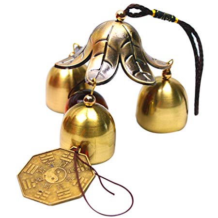 Patgoal Antique Copper 3 Bells Lucky Wind Chimes Outdoor Home Decoration