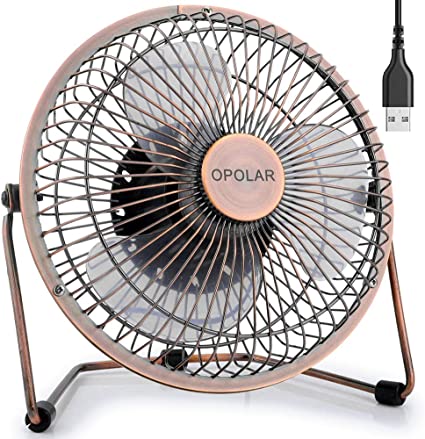 OPOLAR 6 Inch USB Desk Fan, Metal Design, Quiet Operation, 360 Rotation, Portable Mini Table Fan, 2 Setting Perfect Personal Cooling Fan for Home Office Desktop- Bronze