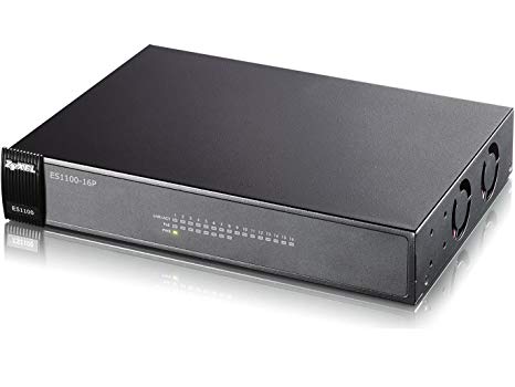 Zyxel 16-Port Unmanaged POE Ethernet Switch with 10/100 Mbps [ES1100-16P]