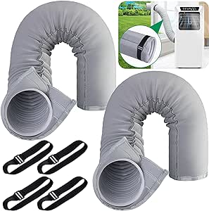 2 Pack Portable AC Hose Cover, Thick Air Conditioner Hose Wrap,Insulated Hoses Duct Vent Cover, AC Hose Insulation Sleeve for 5" & 5.9" Diameter Exhaust Hoses Tube