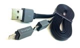 SunJack USB to Micro USB 2-in-1 Charge Data Sync Cable with iOS Lighting Adapter 1m