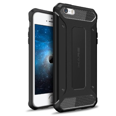 iPhone 6S Case, iKare - Flexible TPU Armor Case carbon fiber textures Ultimate protection for iPhone 6/6S [SG Series] - Black