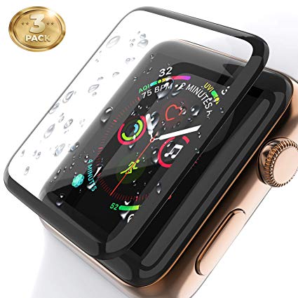 3D Screen Protector Compatible with Apple Watch (38mm Series iWacth 3/2/1 Compatible), HD Anti-Bubble Scratch-Resistant Guard Cover 3D Tempered Glass Protective Film Screen Protector 38mm [3 Pack]