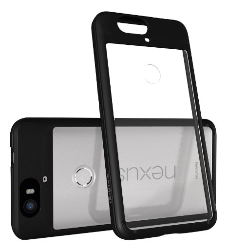 Huawei Nexus 6P Case, Diztronic Voyeur Series, Matte Black & Crystal Clear Case - Soft Touch Flexible TPU Phone Bumper Frame & Hard Polycarbonate PC Back Cover Window with Anti-Scratch Coating - Rev 2