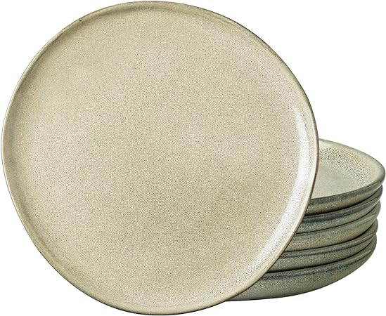 AmorArc Ceramic Dinner Plates Set of 6,10.5 Inch Handmade Reactive Glaze Stoneware Plates, Large Rustic Shape Dinnerware Dish Set for Kitchen,Microwave & Dishwasher Safe,Scratch Resistant