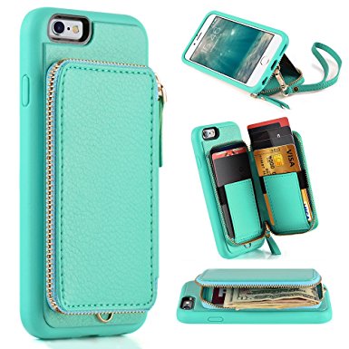 iphone 6 Wallet Case, iphone 6s Leather Case, ZVE Apple iphone 6 Case with Credit Card Holder Slot Protective Leather Wallet Case Handbag Case Cover for Apple iphone 6 / 6S 4.7 inch - Blue