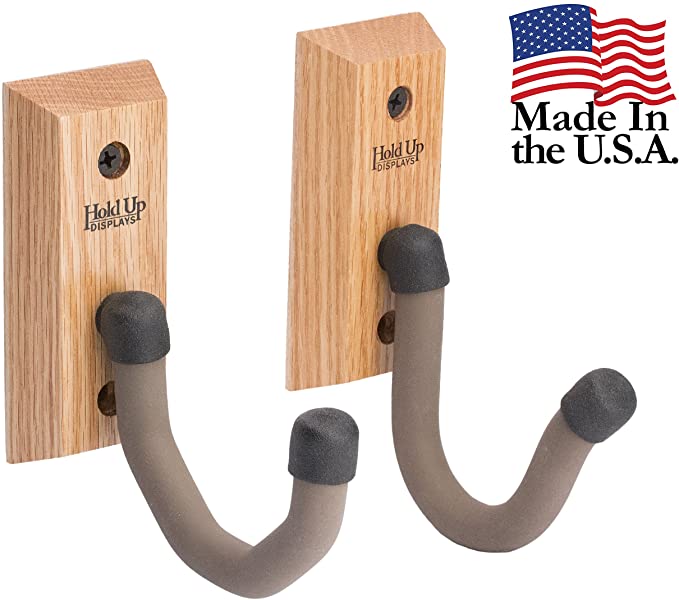 Hold Up Displays - Horizontal Gun Rack and Shotgun Hooks Store Any Rifle Shotgun and Bow - Real Hardwood Harvested in Wisconsin - Made in USA