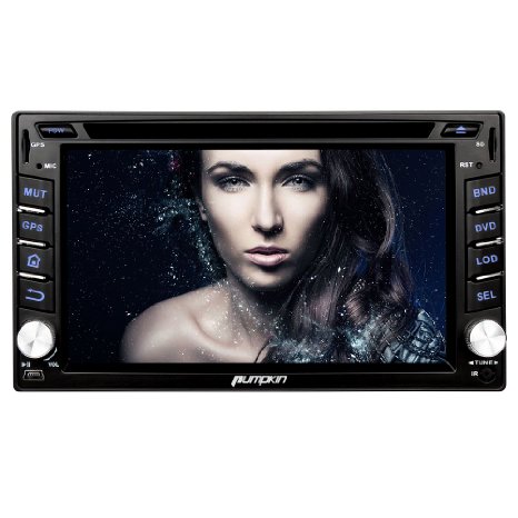 Pumpkin Android 4.4.4 KitKat Car DVD Player 6.2 inch Double Din In Dash Capacitive HD Multi-Touch Screen GPS Navigation Radio Stereo Support Bluetooth/SD/USB/Ipod/Iphone/AM/FM/AV-IN/OBD2/3G/Wifi/DVR