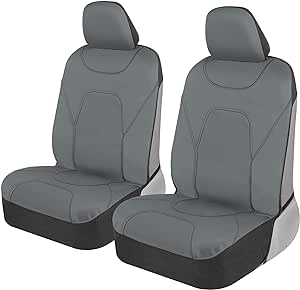 Motor Trend AquaShield Car Seat Covers for Front Seats, Solid Gray – Two-Tone Waterproof Seat Covers for Cars, Neoprene Front Seat Cover Set, Interior Covers for Auto Truck Van SUV