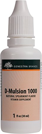 Genestra Brands - D-Mulsion 1000 - Emulsified Vitamin D - Natural Spearmint Flavor - 1 fl oz (30 ml)