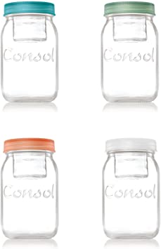 Jar in a Jar - 2 in 1 Classic Glass Mason Jar Fitted with A Smaller Jar Inside Under One Leak Proof Lid Perfect for Storage & Food On The Go – By Consol (34oz, Multi Pack)