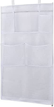 ELLASSAY Mesh Laundry Hamper, Foldable Hanging Storage Basket, Portable Space Saving Storage (white)