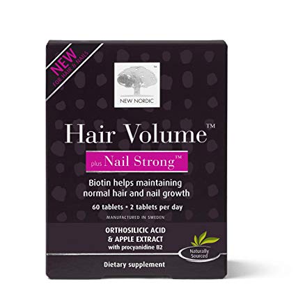 New Nordic Hair Volume Plus Nail Strong, 60 Tablets Hair and Nails Supplement, Biotin and Naturally Sourced Ingredients