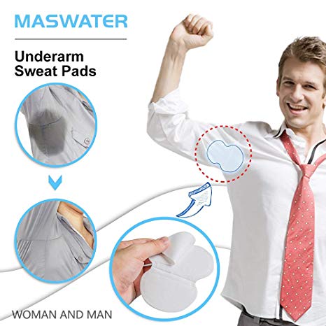 Underarm Sweat Pads - MASWATER Armpit Underarm Shields Fight Hyperhidrosis for Men and Women[ 50 Pack /25 Pairs ] Disposable Dress Guards/Shields, Sweat Free Armpit Protection,Comfortable