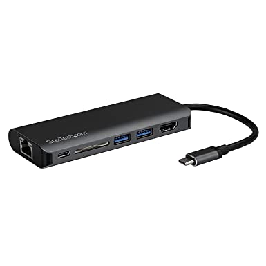 StarTech.com USB C Multiport Adapter - Portable USB-C Dock to 4K HDMI, 2-pt USB 3.0 Hub, SD/SDHC, GbE, 60W PD Pass-Through - USB-C Travel Mini Docking Station - USB Type-C/Thunderbolt 3 (DKT30CSDHPD)