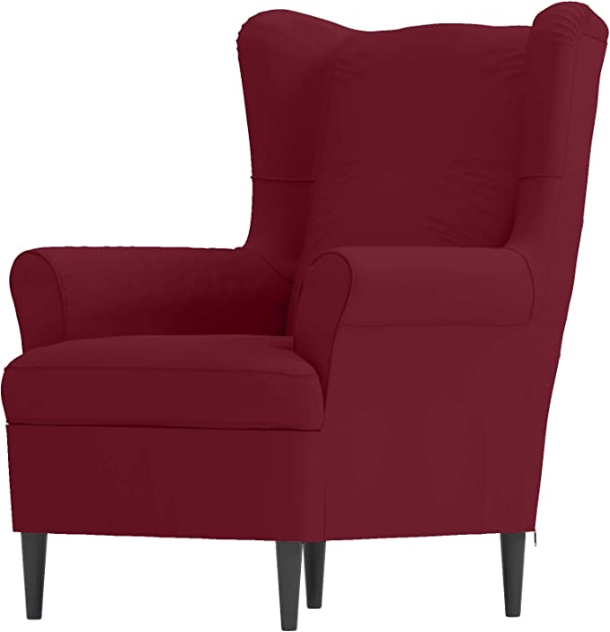 HomeTown Market The Cotton STRANDMON Wing Chair Cover Replacement is Made Compatible for IKEA STRANDMON Armchair Wing Chair Slipcover (Red)
