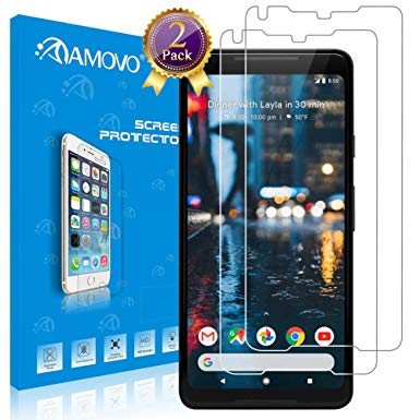 Pixel 2 XL Screen Protector [Case Friendly] AMOVO HD Tempered Glass Screen Protector for Google Pixel 2 XL [HD 0.20mm] [9H Hardness] High Sensitivity Glass Protector for Pixel 2 XL (2Pack)