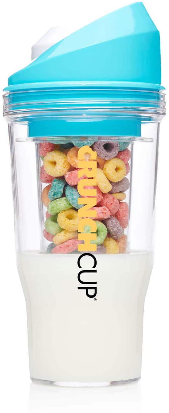 The CrunchCup XL - A Portable Cereal Cup - No Spoon. No Bowl. It's Cereal On The Go. (Blue)