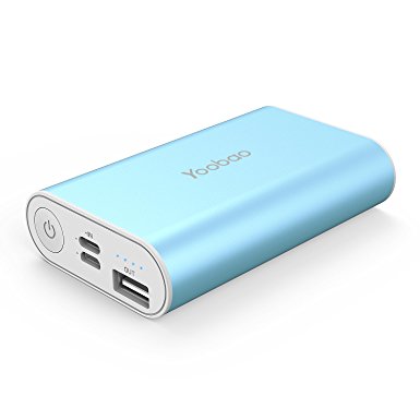 Yoobao 6000mAh Ultra Compact Portable Charger High Speed Power Bank External Battery Charger Pack Powerbank (Lightning & Micro Dual Input) for iPhone X 8 Plus 7 Plus 6s 6 Plus and More - Blue