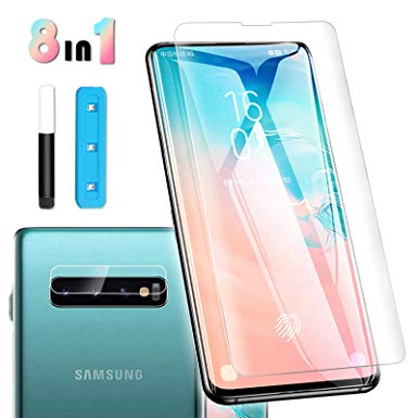 Galaxy S10 Plus[6.4"] Screen Protector Tempered Glass, Include a Free Camera Lens Protector, 100% Touch Responsive, Liquid Installation Tools [Case Friendly][Full Screen Coverage][HD Clear]