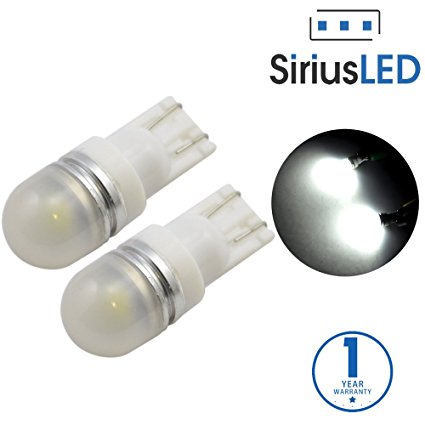 SiriusLED Super Bright 1W 360 Degree Projector LED Bulbs for Car Interior Lights Gauge Instrument Panel Dome Map Side Marker Door Courtesy License Plate T10 168 192 194 2825 W5W 6000K Xenon White