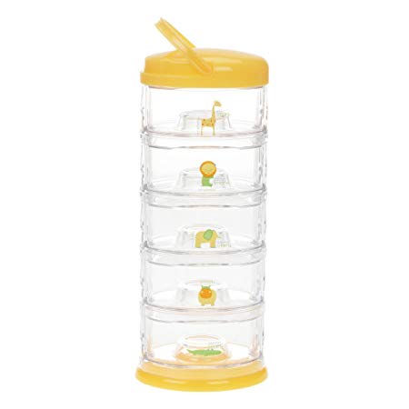 Innobaby Packin' Smart Stackable and Portable Storage System for Formula, Baby Snacks and more. 5 Stackable Cups in Mango Sorbet. BPA Free.