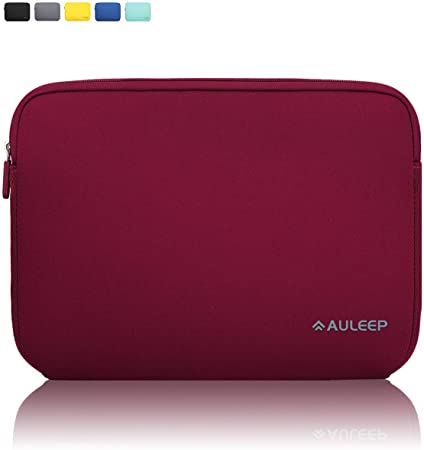 AULEEP 13-14 Inch Laptop Sleeves, Neoprene Notebook Computer Pocket Tablet Carrying Sleeve/Water-Resistant Compatible Laptop Sleeve for Acer/Asus/Dell/Lenovo/HP, Wine Red