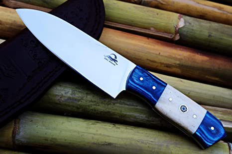 DKC-521-UT-440c Blue Moon Utility Chef Utility Knife 440c Stainless Steel Handmade 6.2 oz 8" Long 4.5" Blade