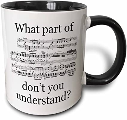 3dRose The Musician’s Music Two Tone Mug, 1 Count (Pack of 1), Black/White