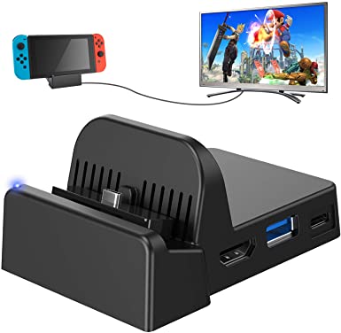 Nintendo Switch TV Dock, Mini Portable Docking Station HDMI 4K TV Adapter Switch Charger Dock Set with Extra USB 3.0 Port (Upgraded System)