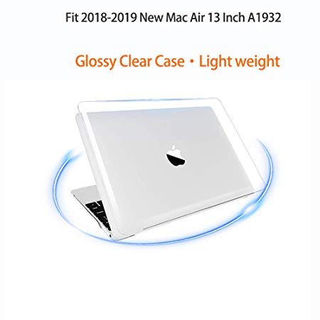 Millimeter New MacBook Air Case 13 Inch A1932 Clear 2018,Transparent See Through Clear Super Thin Anti-Scratch with Rubberized Anti-tilt Feet Hard Protective Shell Case for 2018 New MacBook Air 13 inc