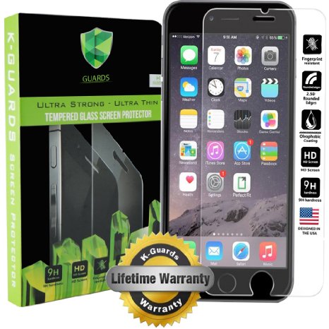 KRYPTONITE SHIELDS Tempered Glass screen protector for Apple iphone 6/6s, Asahi Glass, 1 Pack